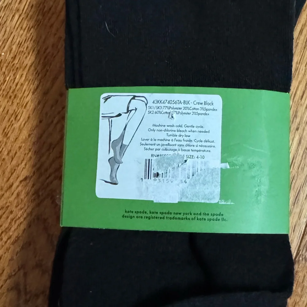 Kate Spade Crew Socks Bow Black & White 3pk‎ KSNY